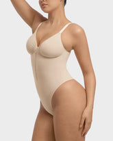 Seamless Zipper Front Shaping Thong Bodysuit